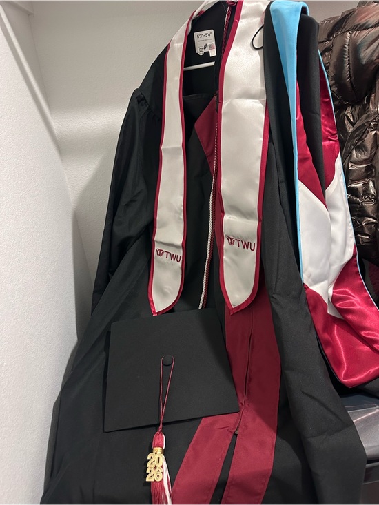 Jackets & Blazers - TWU-Graduation Gown Set with Maroon & White Stole